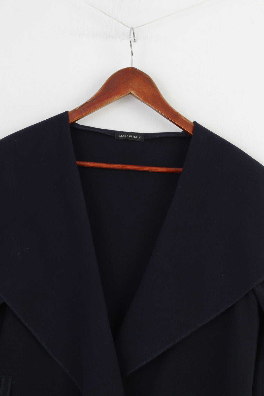 Made in Italy Woman M Cardigan Navy Blue Breasted Jacket Long  Open Front Top