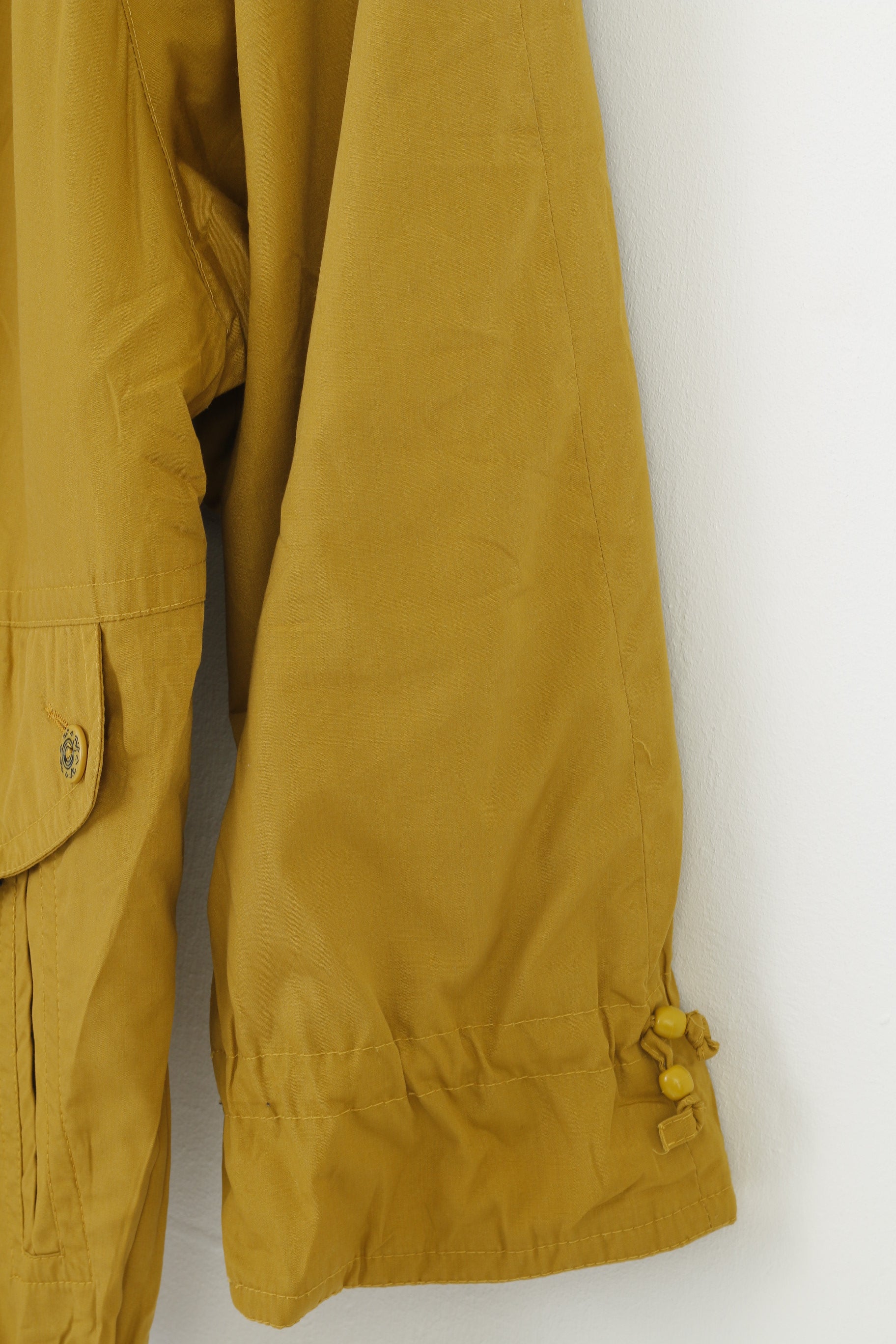 Rose Women 48 XXL Jacket Yellow Cotton Blend Zip Up Shoulder Pads Retro Vintage Outwear Top