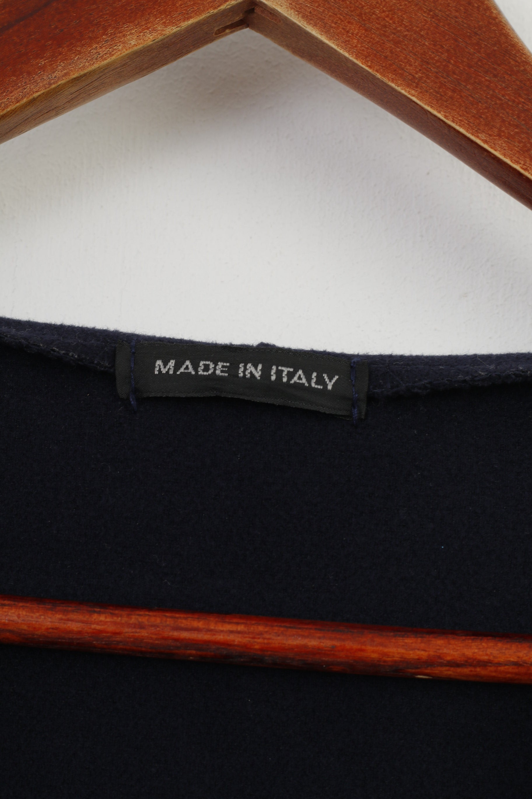 Made in Italy Woman M Cardigan Navy Blue Breasted Jacket Long  Open Front Top