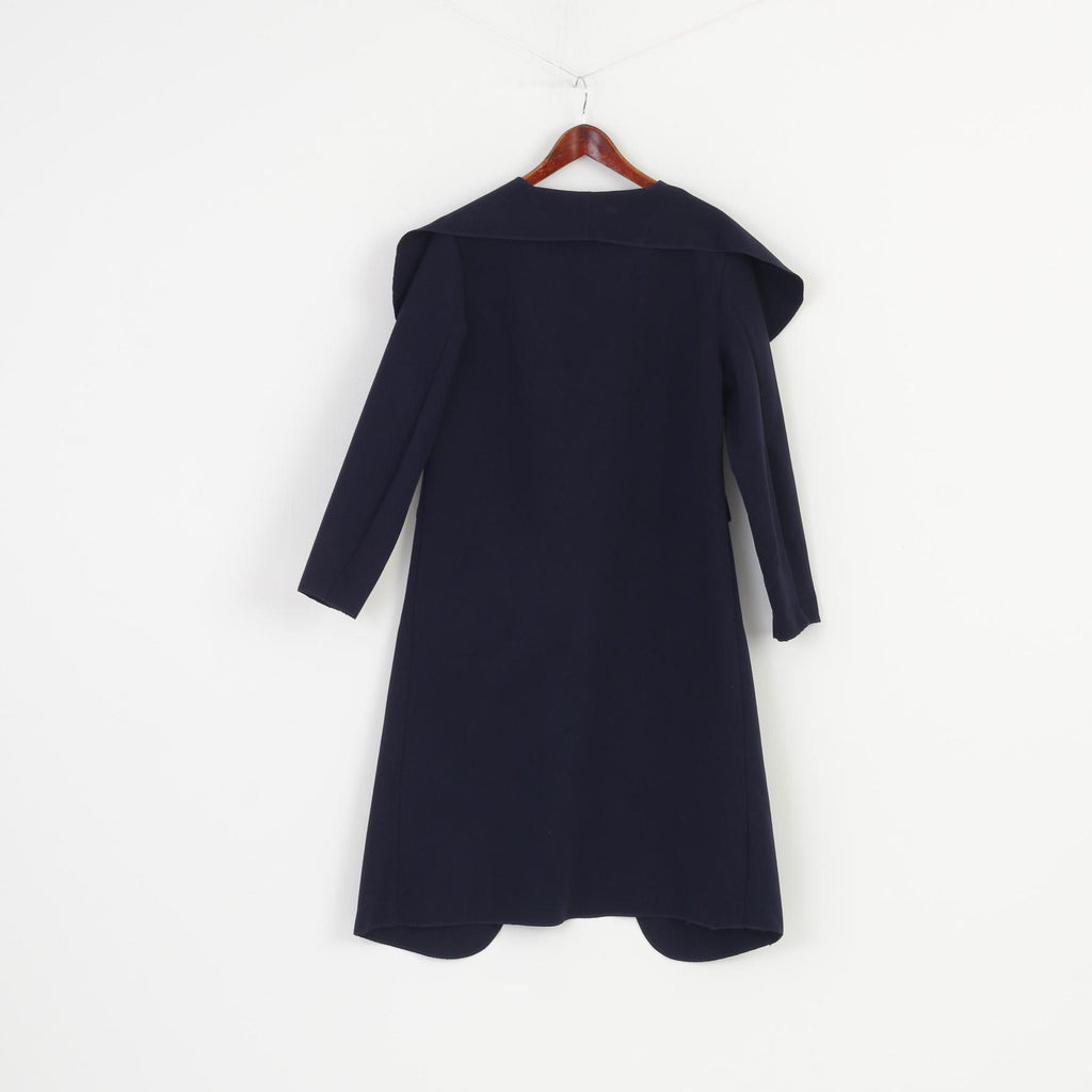 Made in Italy Woman M Cardigan Navy Blue Breasted Jacket Long  Open Front Top