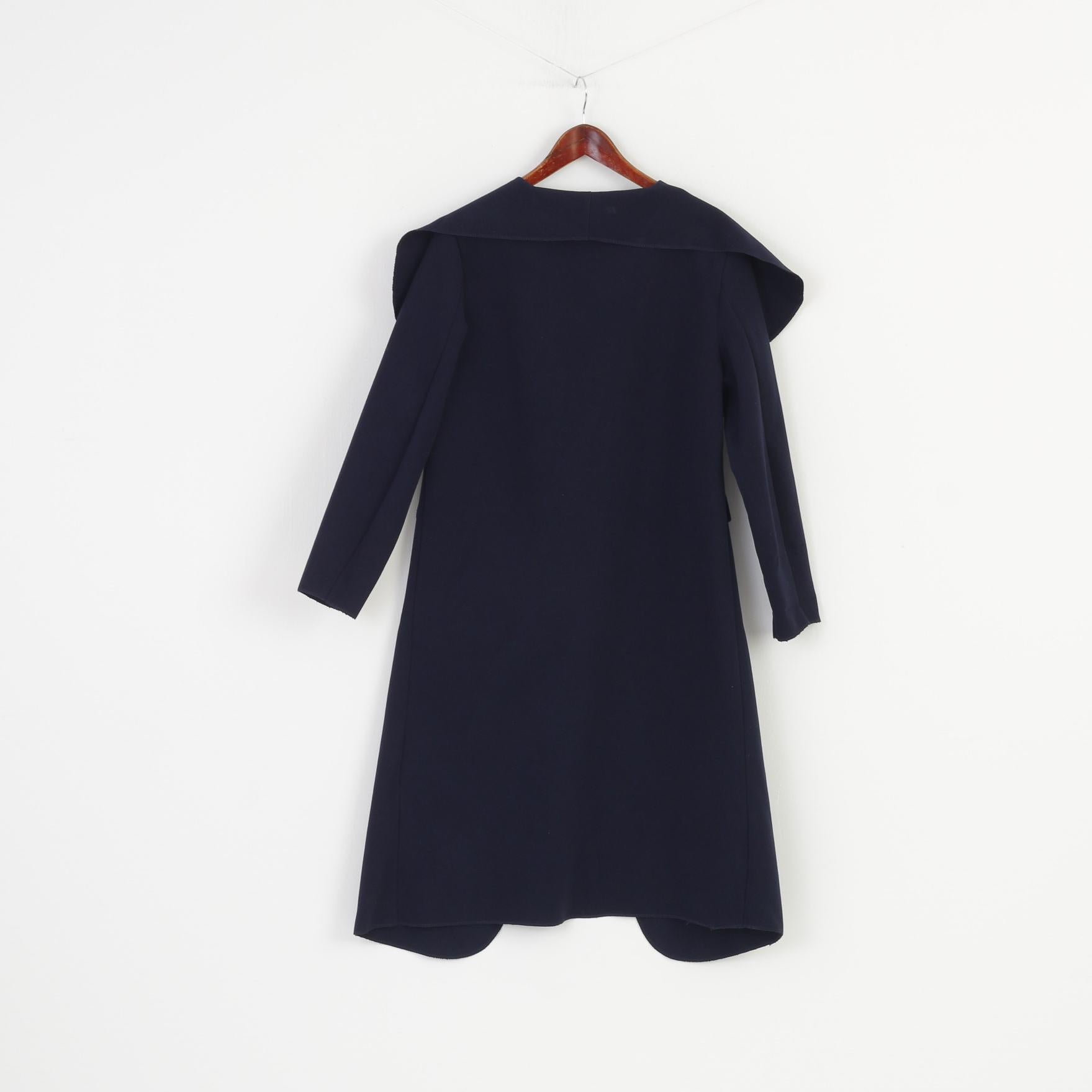 Made in Italy Woman M Cardigan Navy Blue Breasted Jacket Long  Open Front Top