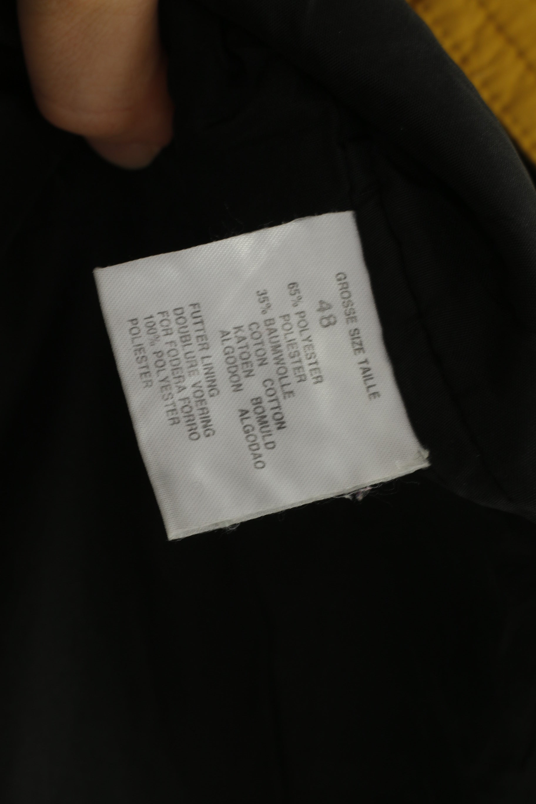 Rose Women 48 XXL Jacket Yellow Cotton Blend Zip Up Shoulder Pads Retro Vintage Outwear Top