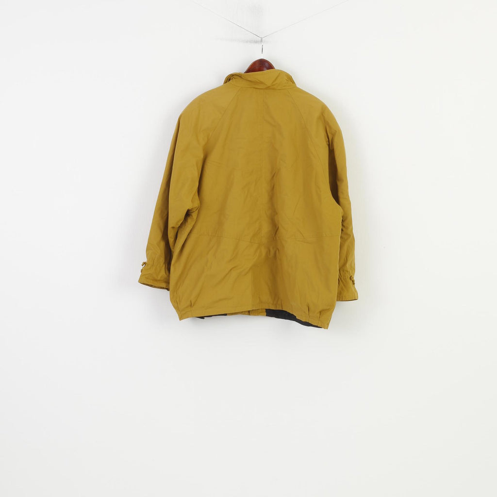 Rose Women 48 XXL Jacket Yellow Cotton Blend Zip Up Shoulder Pads Retro Vintage Outwear Top