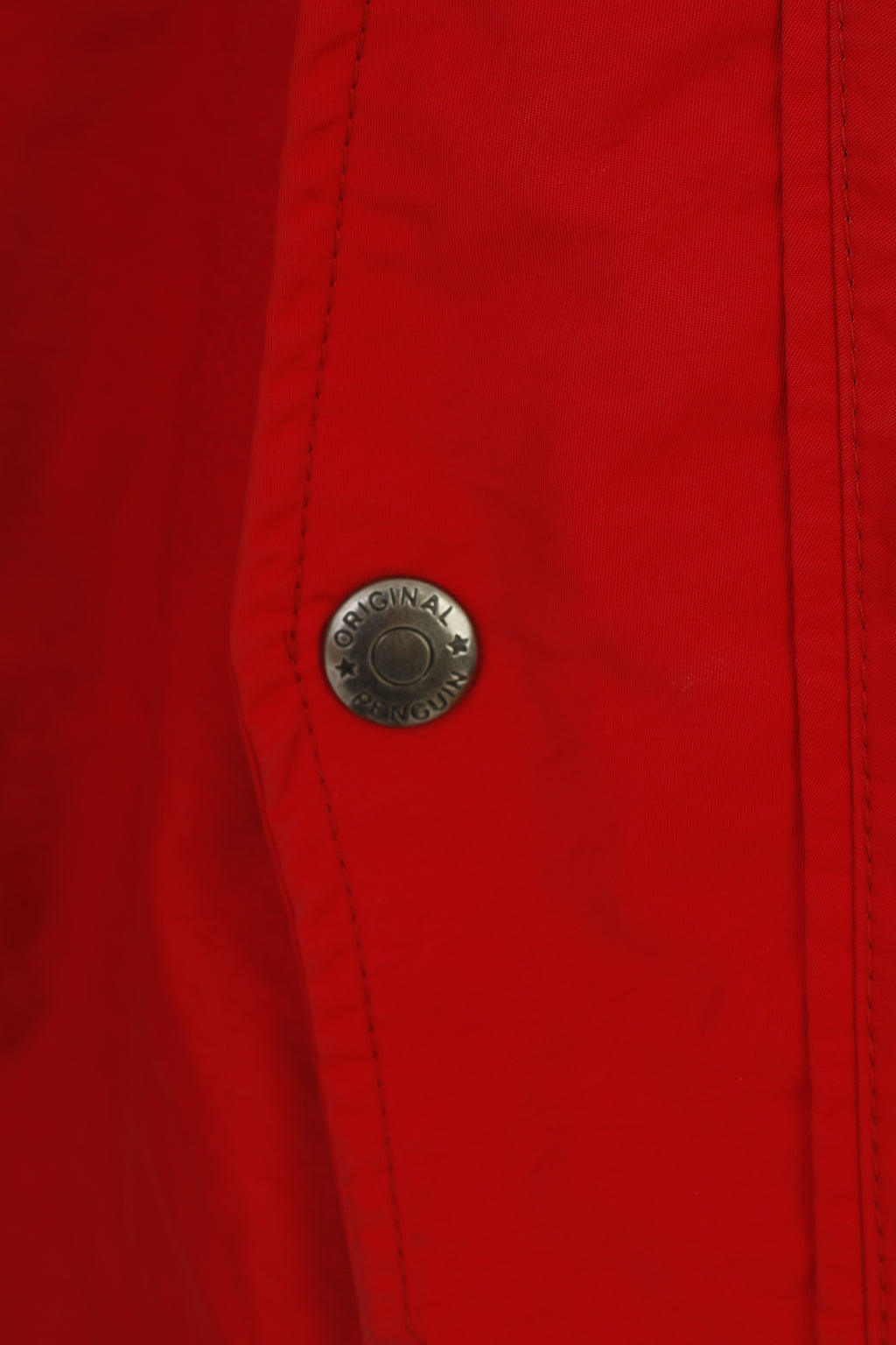 Penguin Men L Jacket Top in nylon rosso con cerniera intera con cappuccio