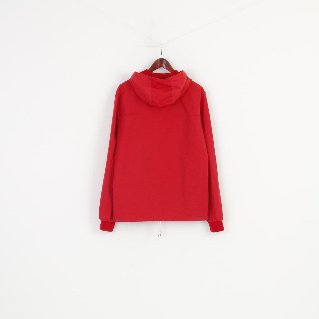 Penguin Men L Jacket Top in nylon rosso con cerniera intera con cappuccio