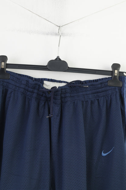 Nike Uomo XL Pantaloncini Navy Shiny Mesh Basket Gioca su pantaloni sportivi da allenamento 