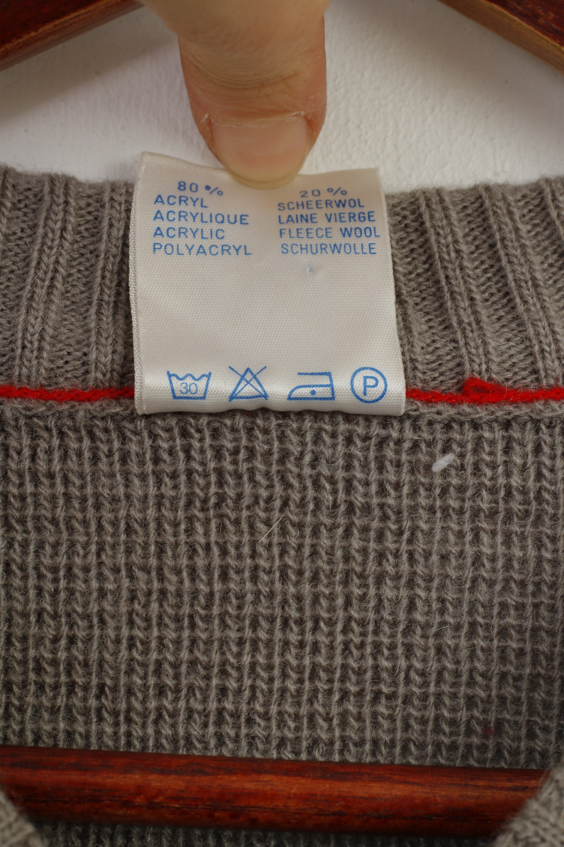 Bryllys Homme 52 M Pull Gris Col V Manches Longues Pull Fabriqué en Belgique Haut