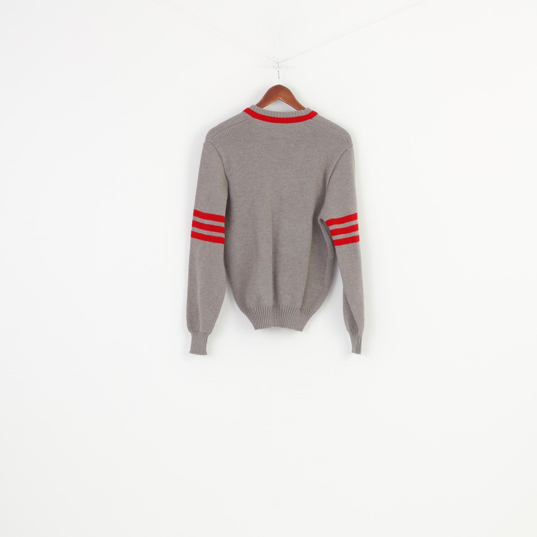 Bryllys  Men 52 M Jumper Grey V Neck Long Sleeve Sweater Made in Belgium Top