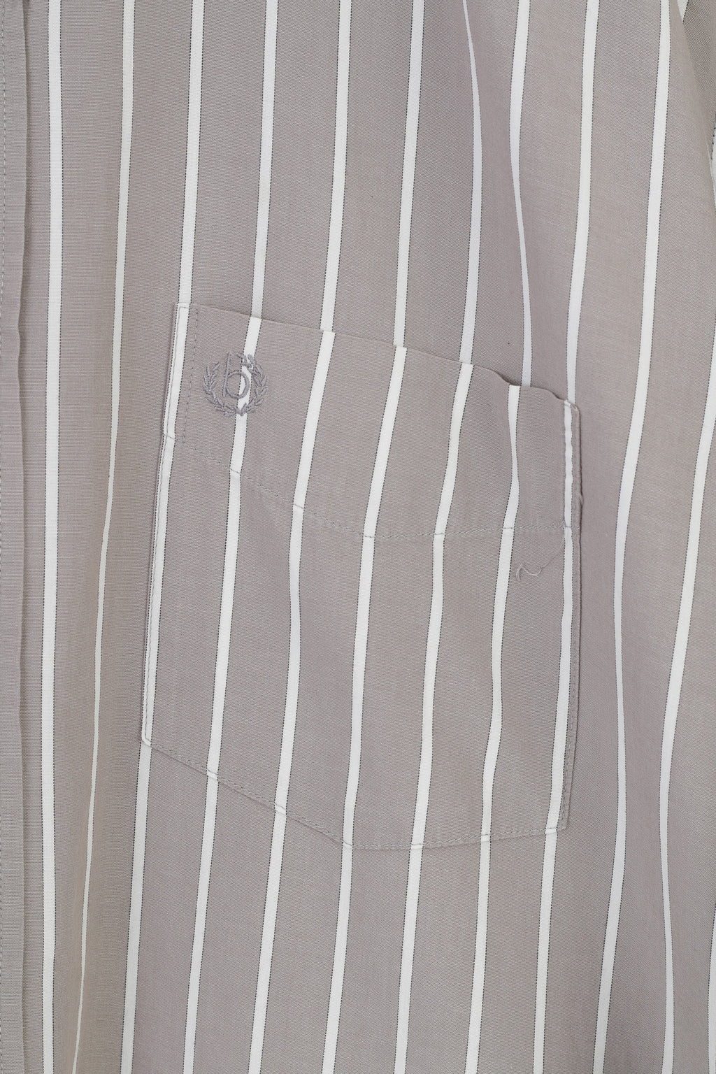 Bugatti Men L 16.5 Casual Shirt Grey Cotton Striped Detailed Buttons Long Sleeve Top