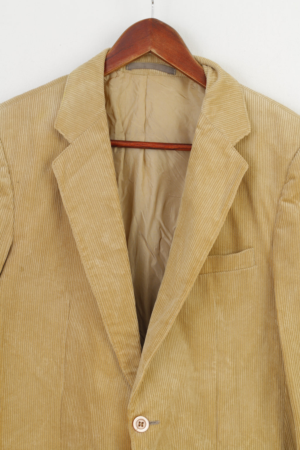 Homme De Paris Uomo 38 Blazer in cotone velluto a coste beige con bottoni giacca petto