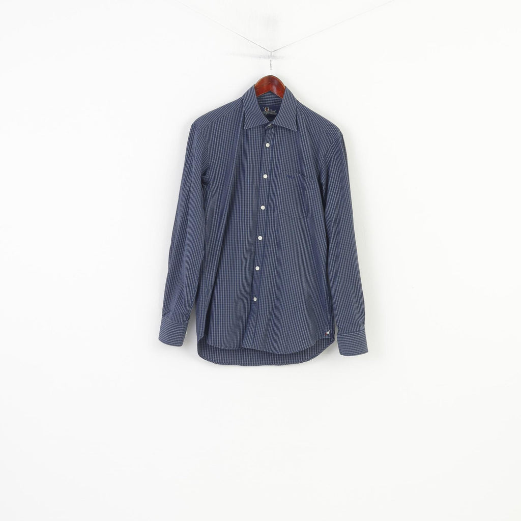 Peak Performance Men S Casual Shirt Blue Cotton Checkered  Nature Long Sleeve Top