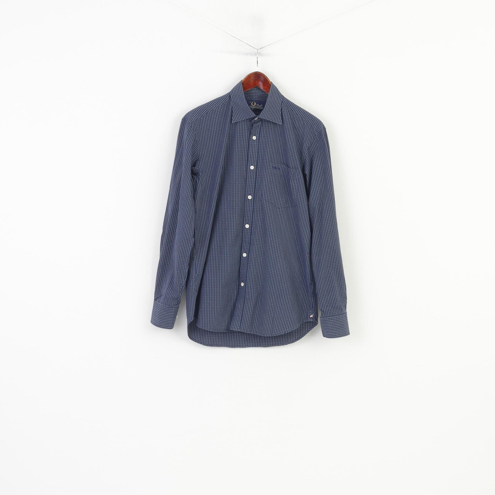 Peak Performance Men S Casual Shirt Blue Cotton Checkered  Nature Long Sleeve Top