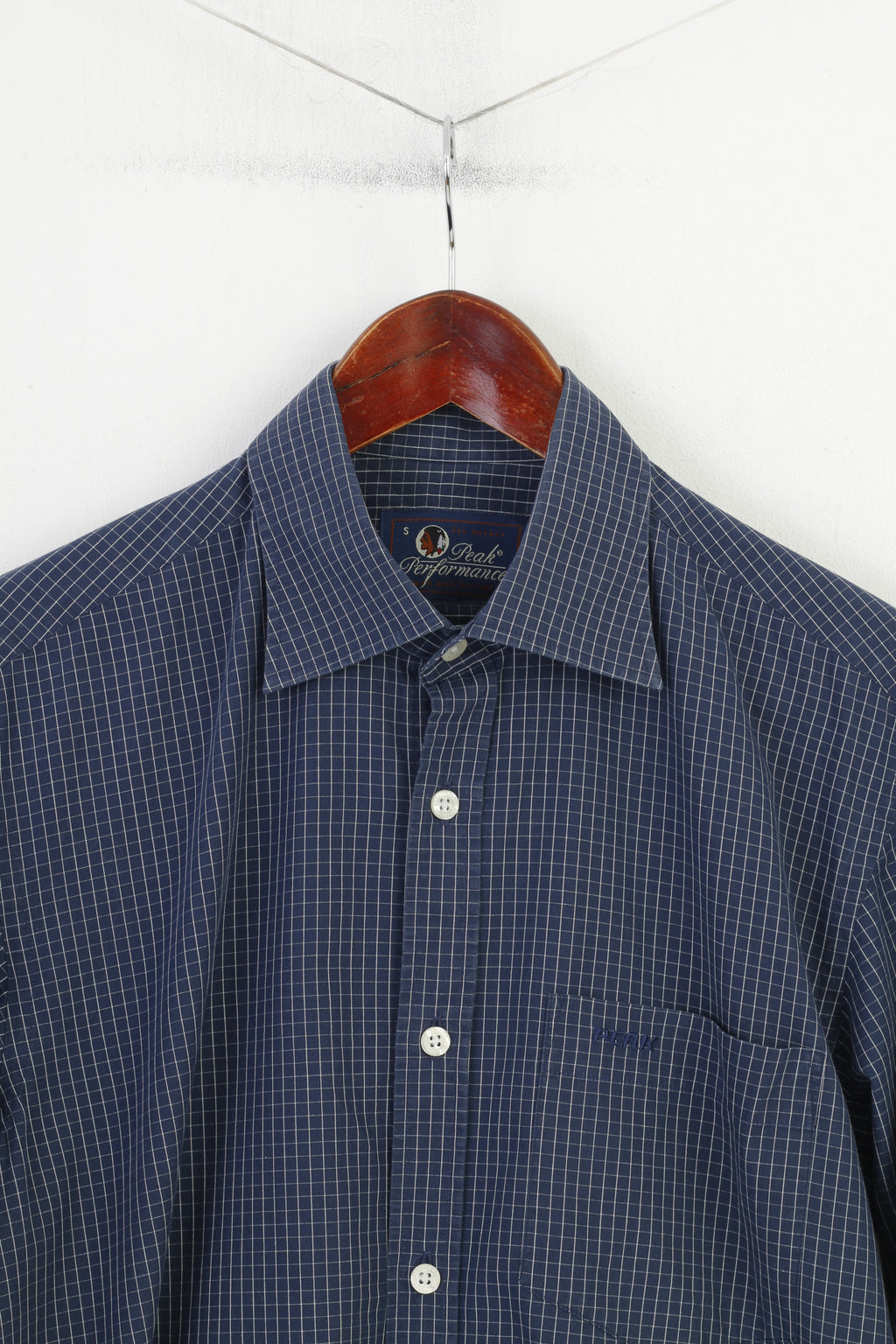 Peak Performance Men S Casual Shirt Blue Cotton Checkered  Nature Long Sleeve Top