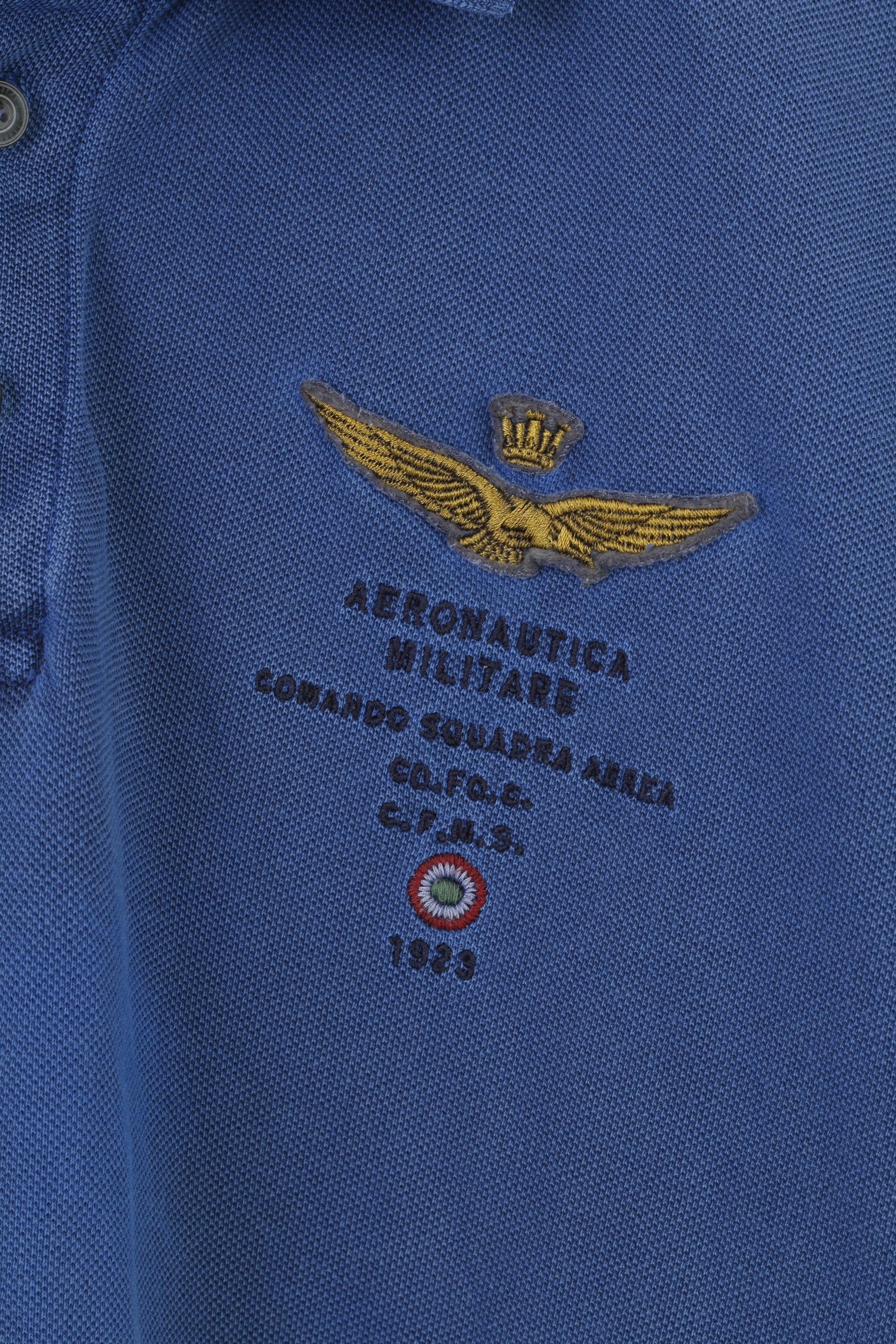 Aeronautica Militare Men XXL Polo Shirt  Navy Blue Collar Detailed Buttons Long Sleeve Top