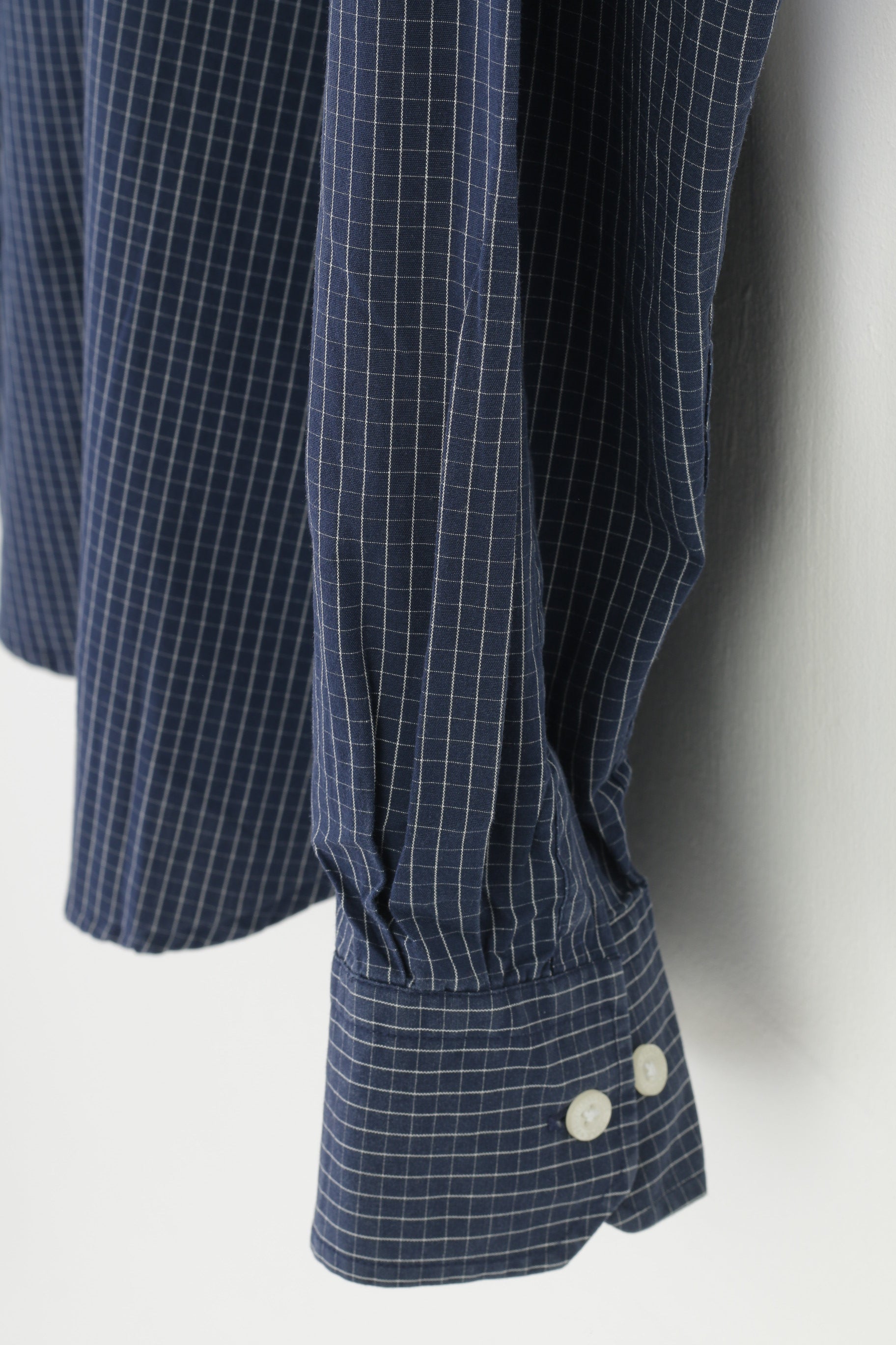 Peak Performance Men S Casual Shirt Blue Cotton Checkered  Nature Long Sleeve Top