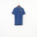 Superdry Men M Polo Shirt Navy Cotton Double Black Label Polo Fit Vintage Short Sleeve Top