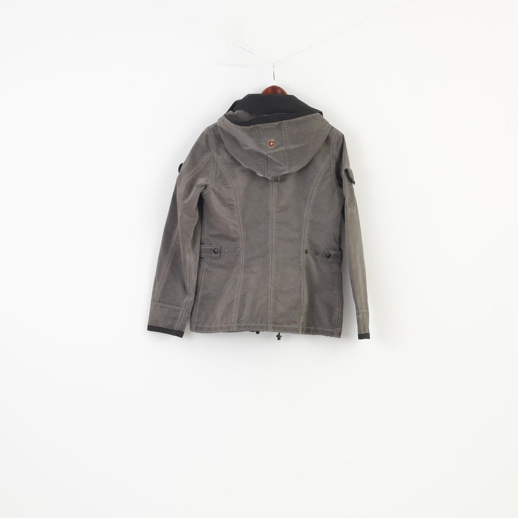 Wellensteyn Woman M Jacket Grey Shiny Detachable Hood Full Double Zipper Slippery Material Top