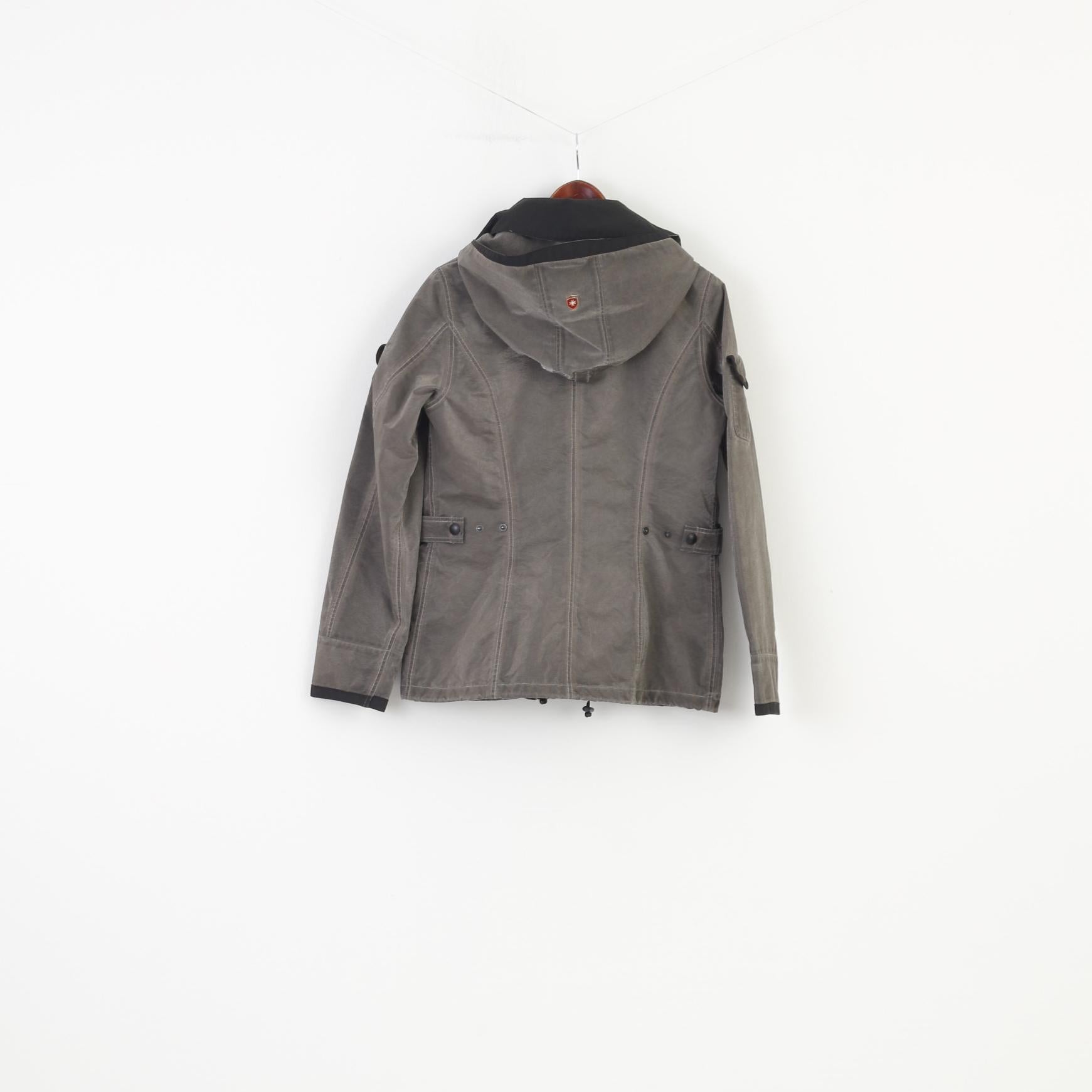 Wellensteyn Woman M Jacket Grey Shiny Detachable Hood Full Double Zipper Slippery Material Top