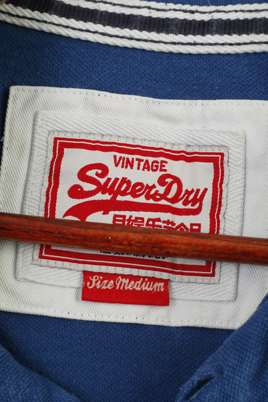 Superdry Homme M Polo Bleu Marine Coton Double Black Label Polo Fit Vintage Haut À Manches Courtes