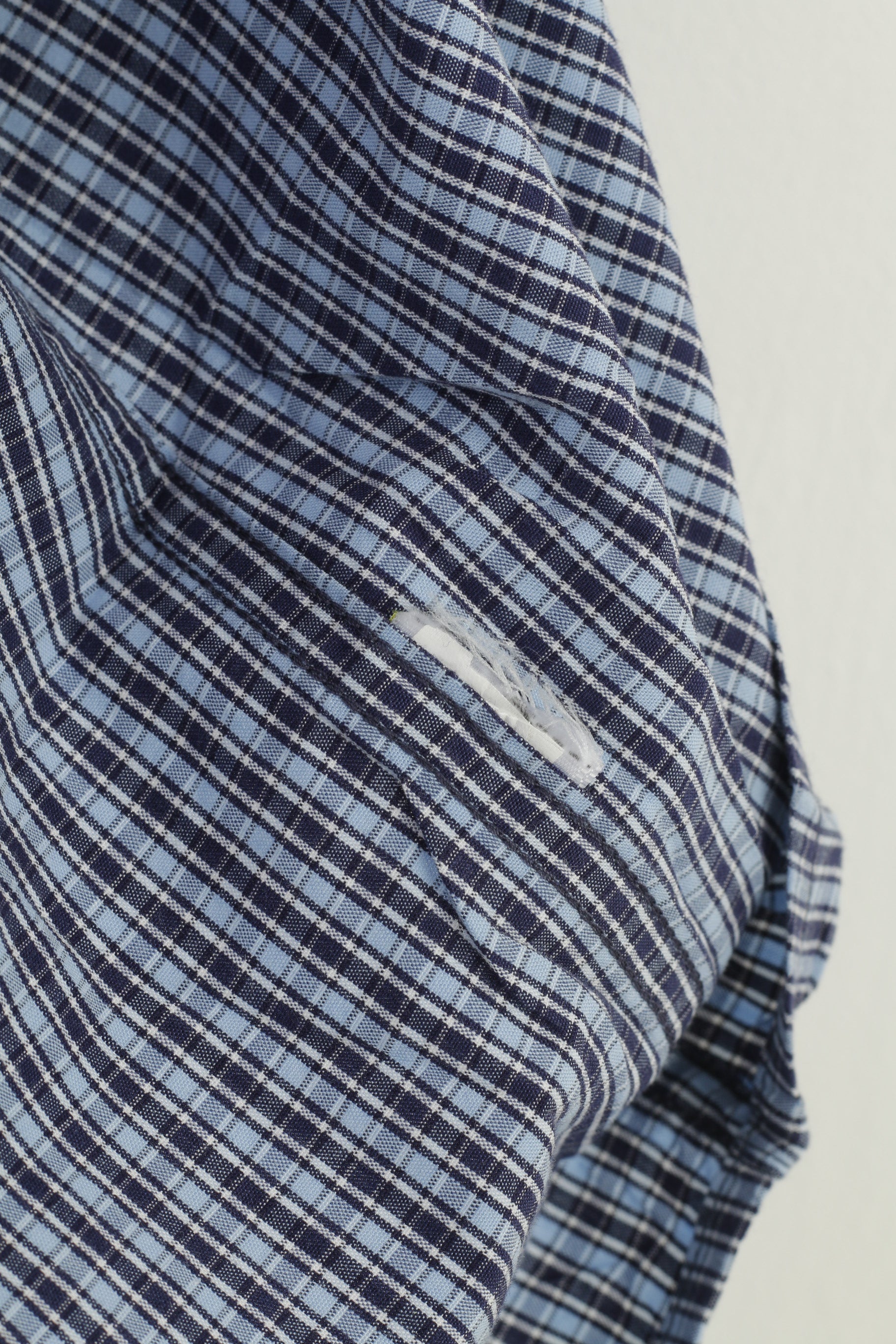 Marks & Spencer Men XL Casual Shirt Blue Checkered Pure Cotton Regular Fit Top