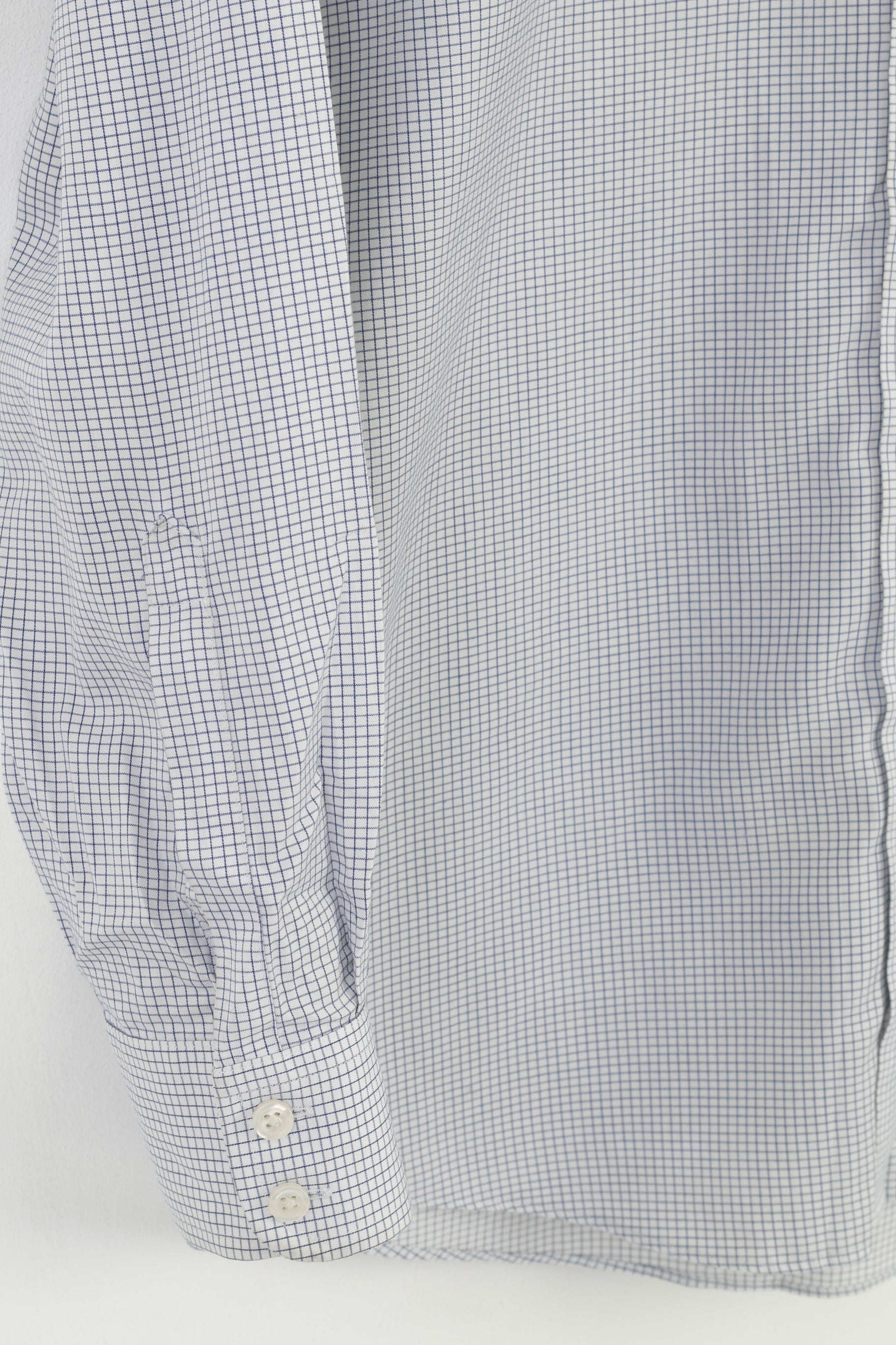 Charles Tyrwhitt Men 15 1/2 39 M Casual Shirt Checkered White Long SLeeve Street London Vintage Cotton Top