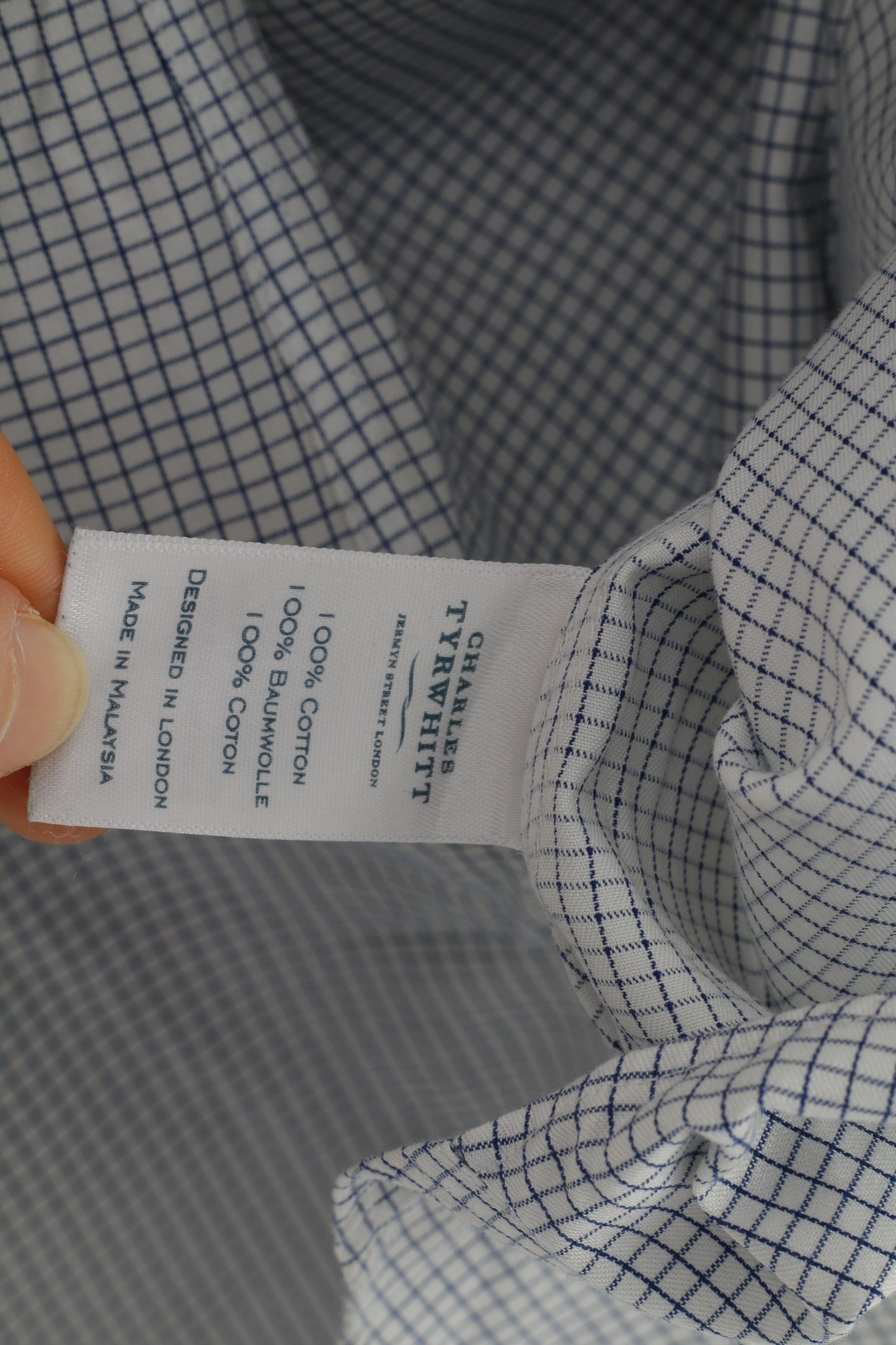 Charles Tyrwhitt Men 15 1/2 39 M Casual Shirt Checkered White Long SLeeve Street London Vintage Cotton Top