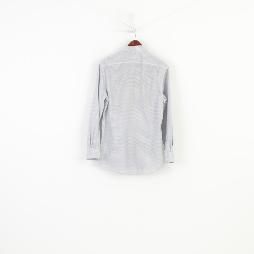 Charles Tyrwhitt Men 15 1/2 39 M Casual Shirt Checkered White Long SLeeve Street London Vintage Cotton Top