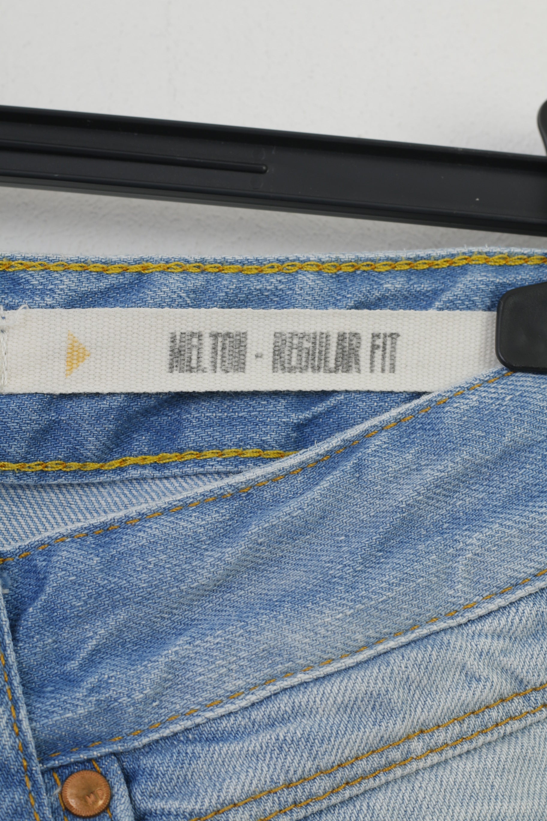 Meltin'Pot Homme 34 34 Pantalon Bleu Coton Déchiré Boutons Coupe Regular Top