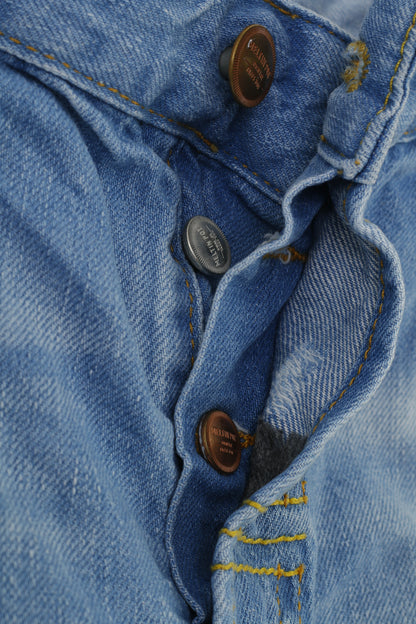 Meltin'Pot Men 34 34 Trousers Blue Cotton Ripped  Buttons Regular Fit Top
