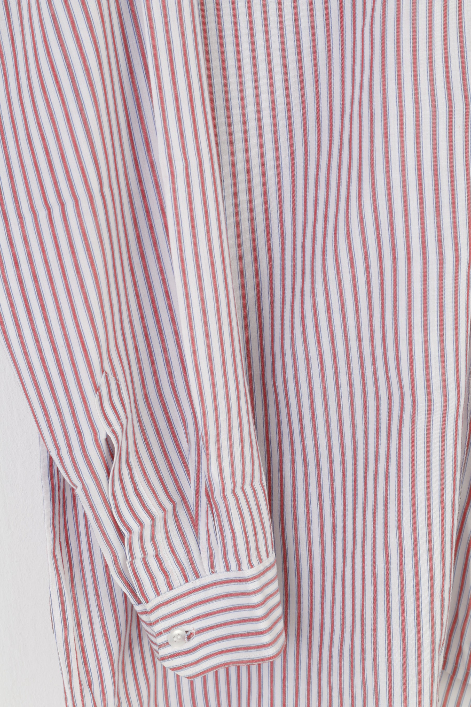 Champion Men 17.5 XL Casual Shirt White Red Striped Soft Retro Long Sleeve Top