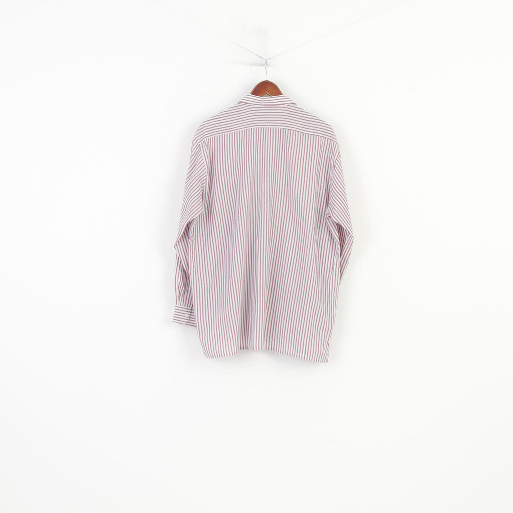 Champion Hommes 17,5 XL Chemise décontractée Blanc Rouge Rayé Doux Rétro Haut à manches longues