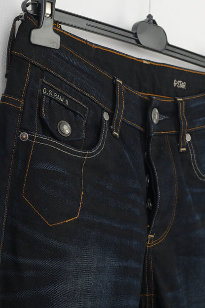 G-Star Men 29 32 Trousers  Navy Blue Morris Low Straight Cotton Top