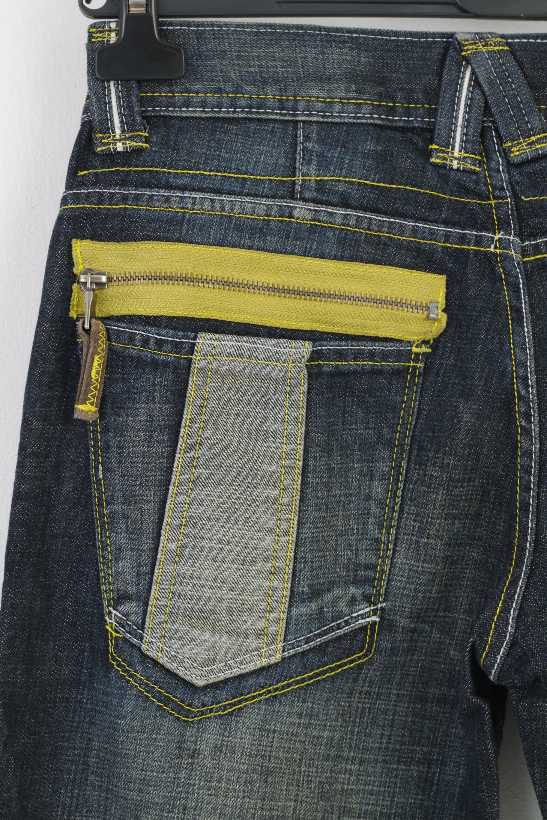 Hoi Polloi Hommes 8 Jeans Pantalons Marine Coton Vintage Poches Pantalon Zippé 