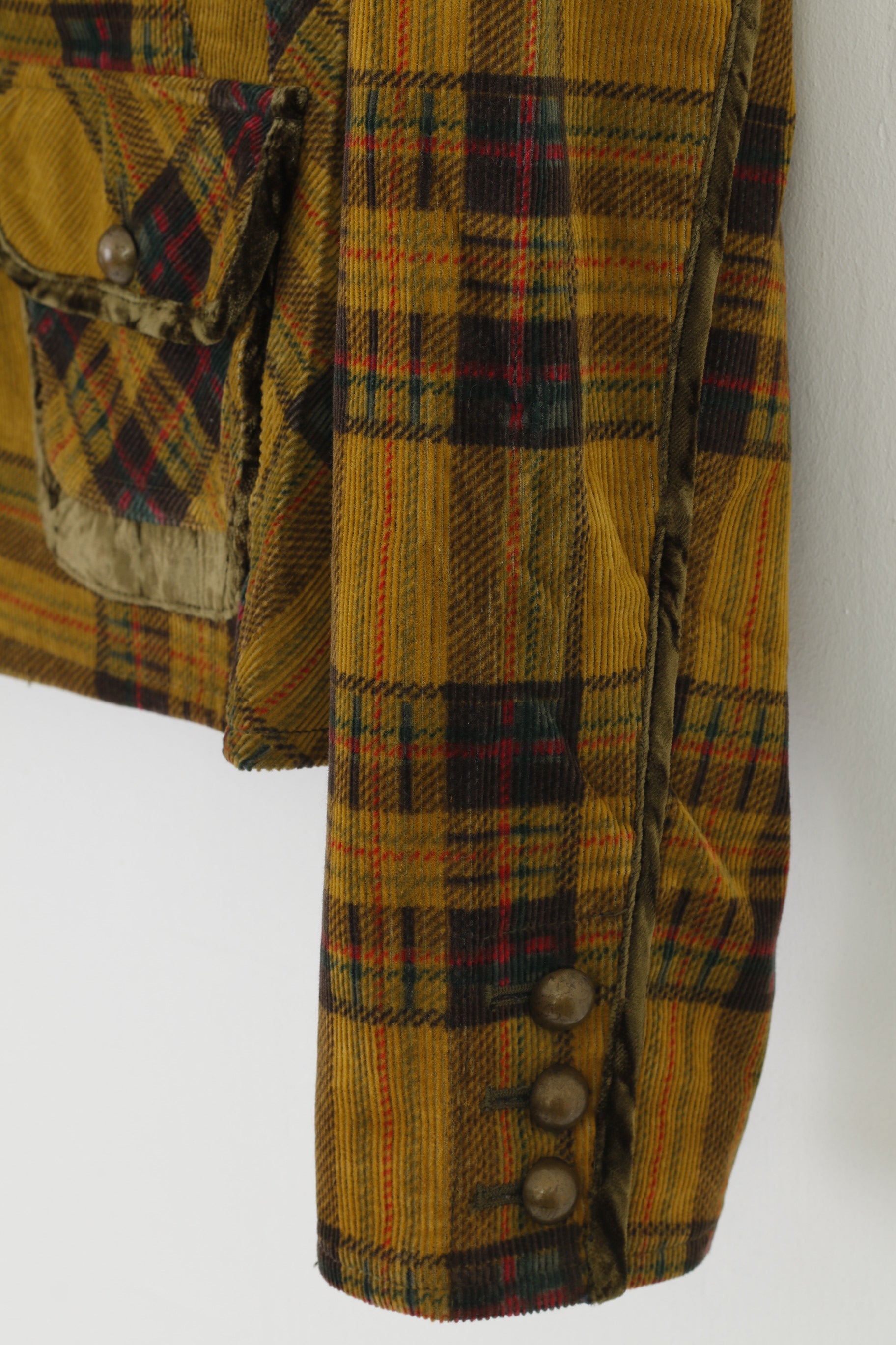 Vintage Women 40 S Blazer Green Checkered Cotton Country  Style Vintage Corduroy Jacket