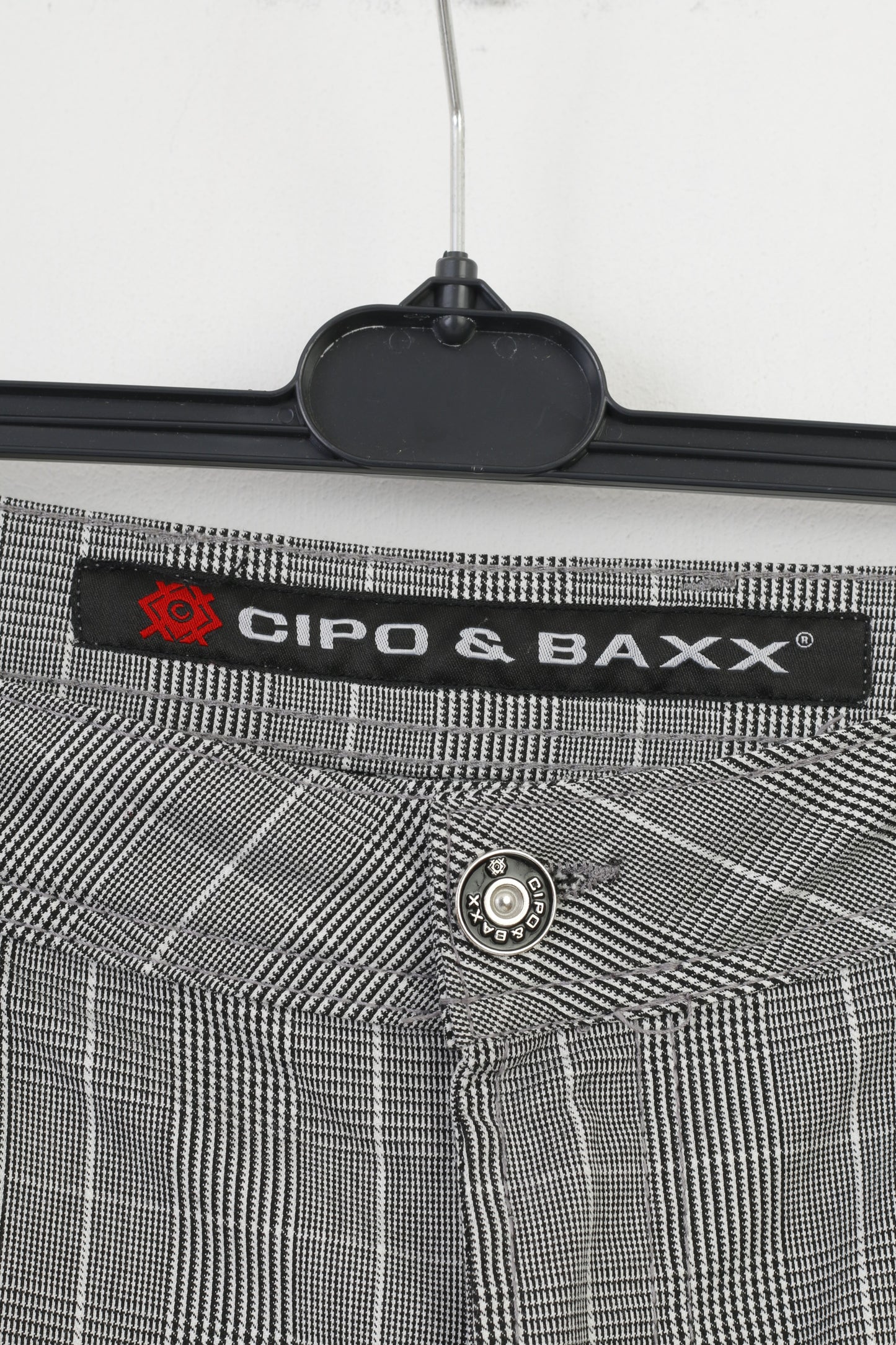 Cipo&Baxx Men 40 34 Shorts White Black Checkered Summer Top