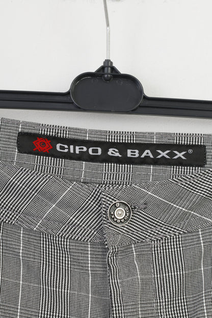 Cipo&Baxx Men 40 34 Shorts White Black Checkered Summer Top