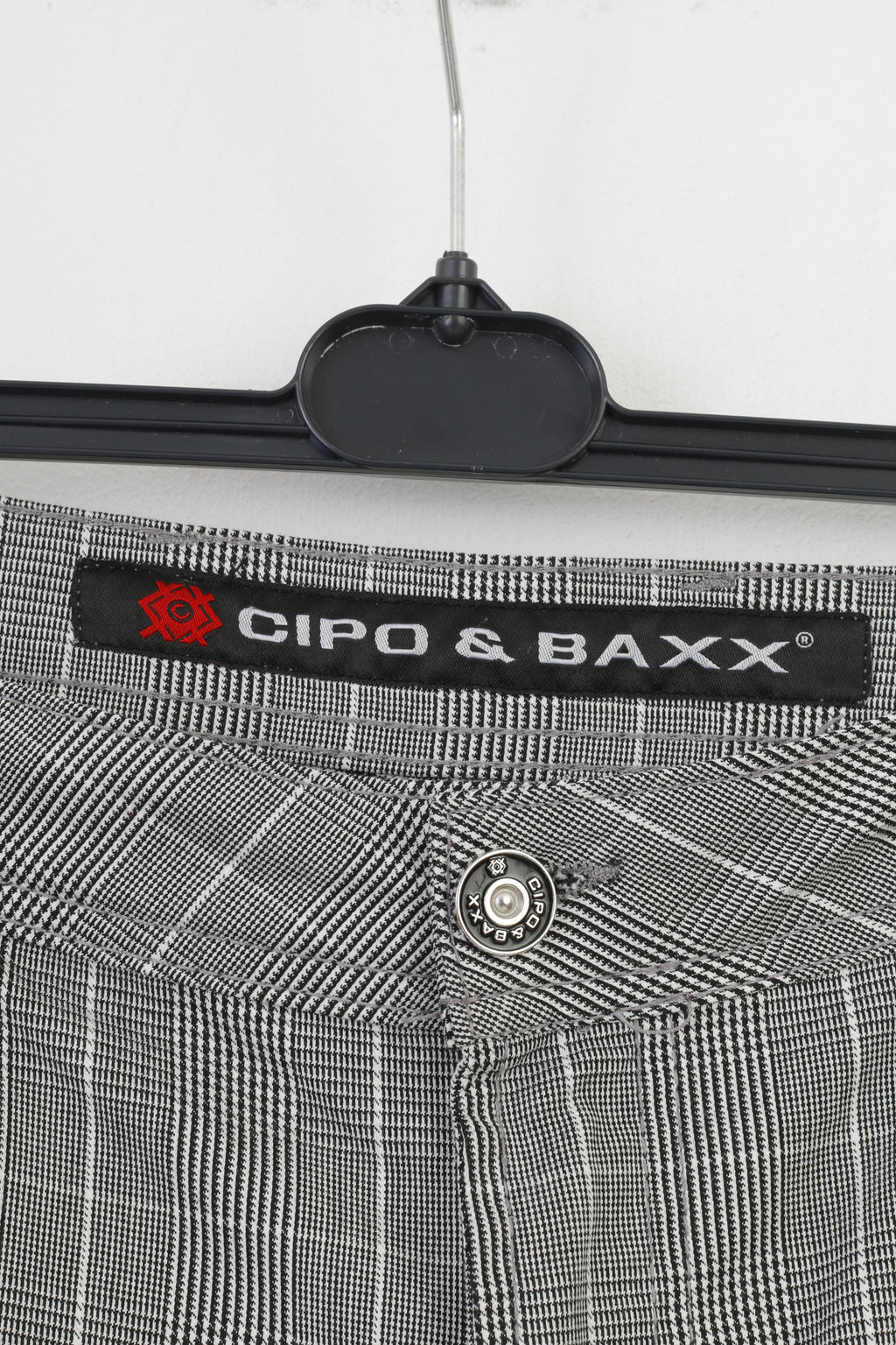Cipo&amp;Baxx Short d'été à carreaux blanc et noir pour homme 40 34