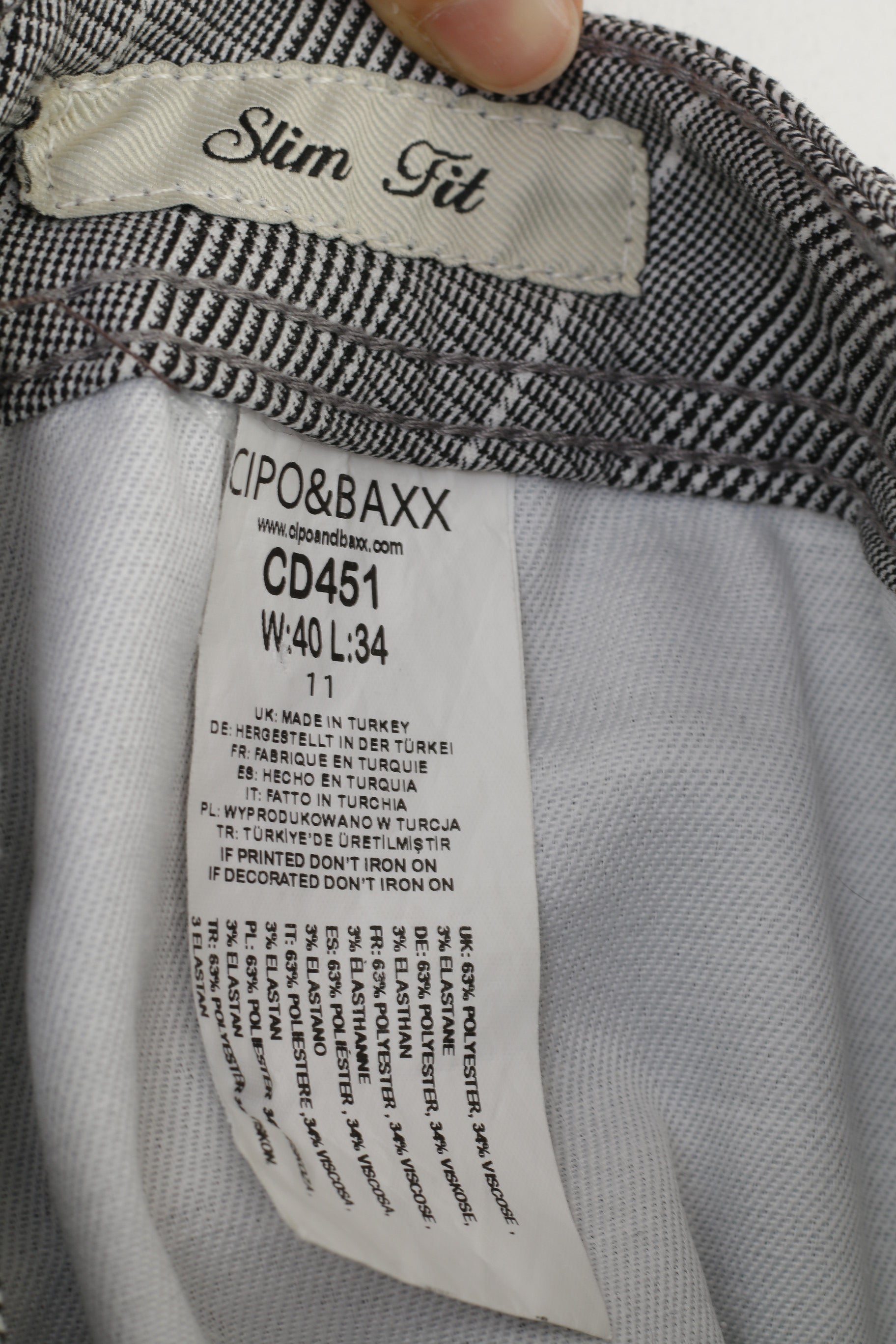 Cipo&amp;Baxx Short d'été à carreaux blanc et noir pour homme 40 34