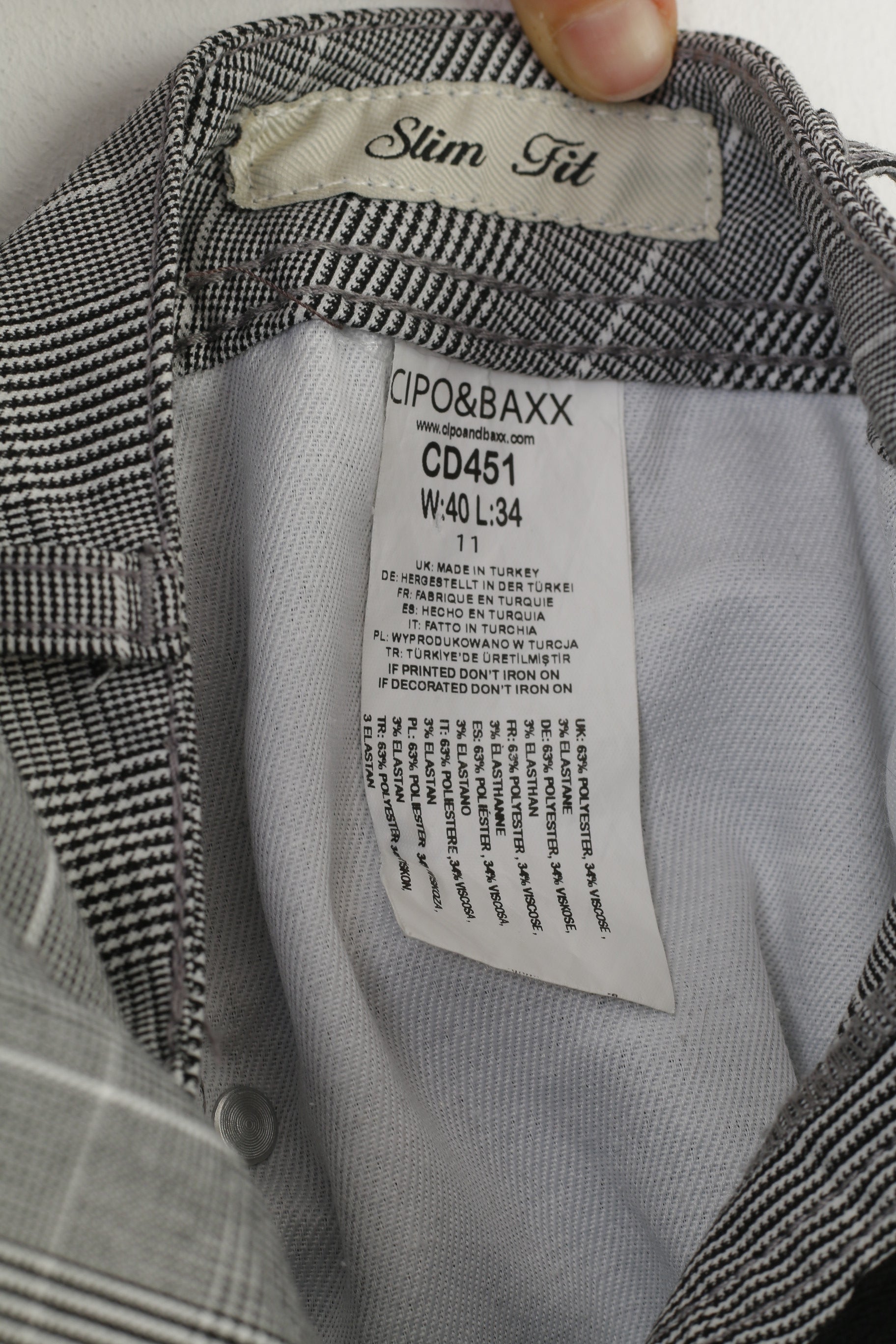 Cipo&amp;Baxx Short d'été à carreaux blanc et noir pour homme 40 34