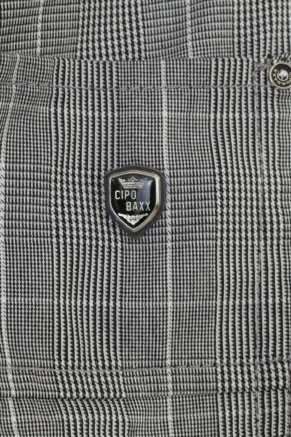 Cipo&amp;Baxx Short d'été à carreaux blanc et noir pour homme 40 34