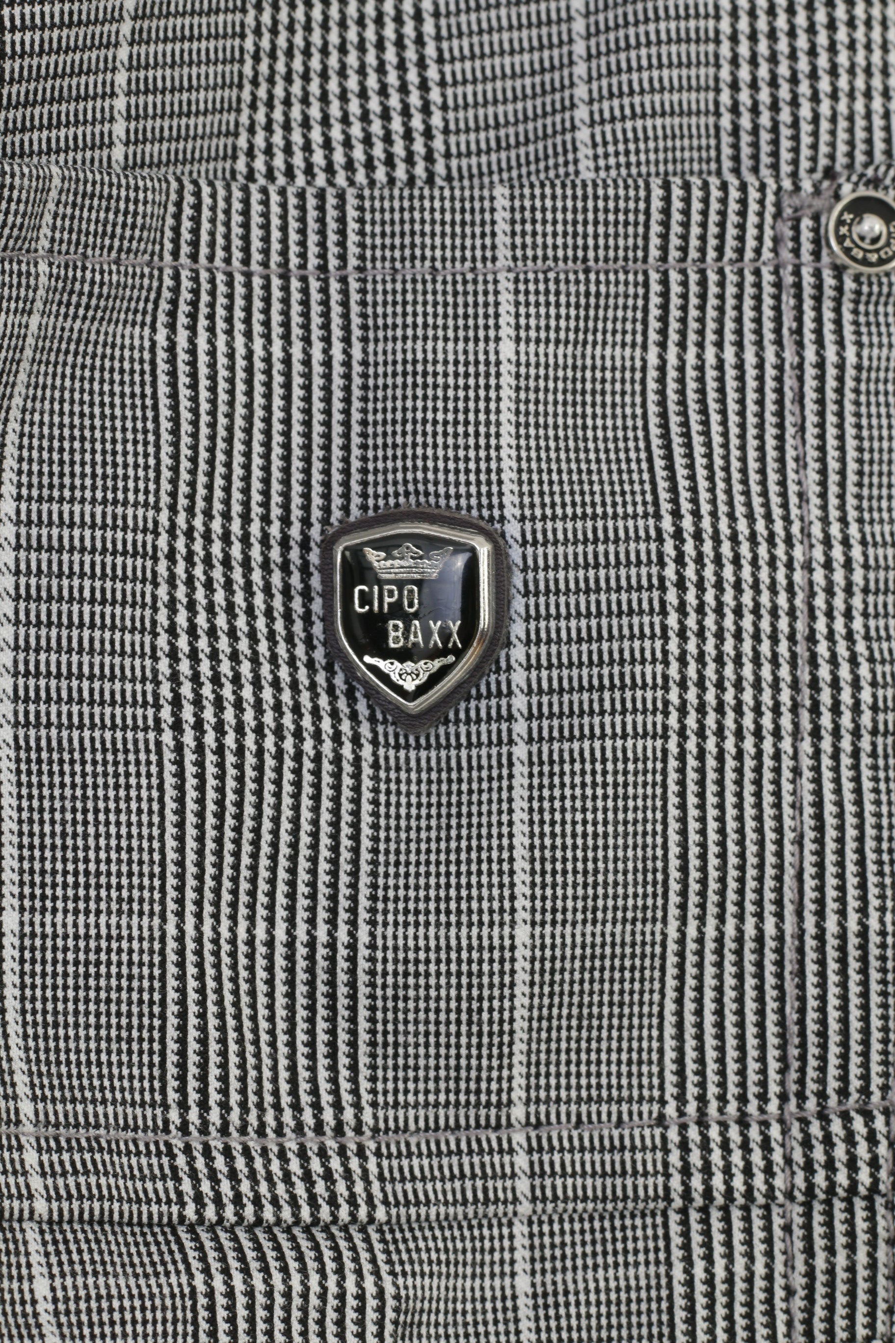 Cipo&amp;Baxx Short d'été à carreaux blanc et noir pour homme 40 34