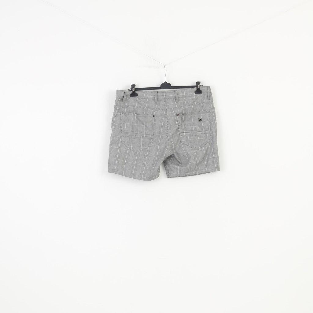 Cipo&amp;Baxx Short d'été à carreaux blanc et noir pour homme 40 34