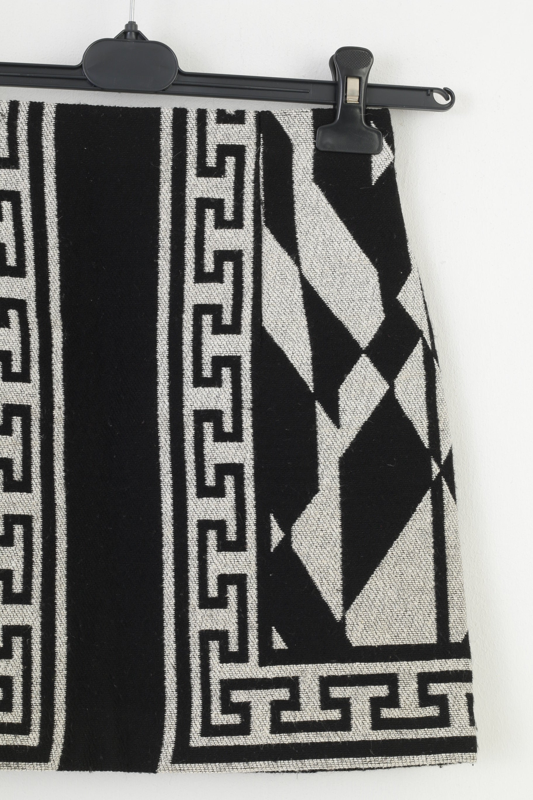 Zara Woman XS Jupe Géométrique Noir Blanc Court Mini Zipper Top