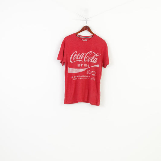 Coca Cola Men M T-Shirt Red Cotton Logo Graphic Classic Tee Crew Neck Vintage Top