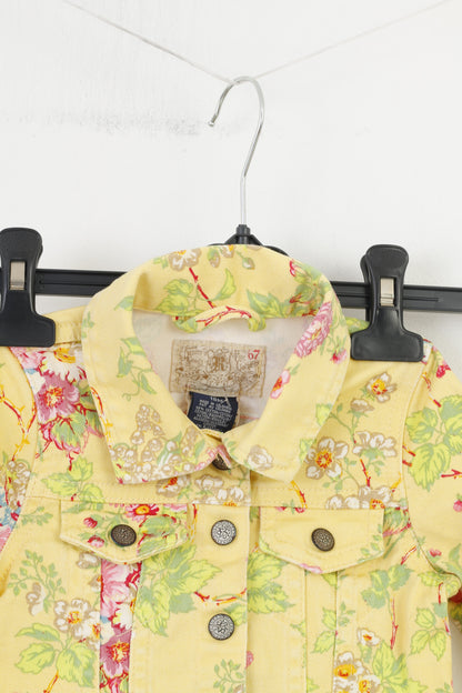 Giacca Ralph Lauren da bambina 18 mesi in cotone con bottoni automatici a fiore giallo