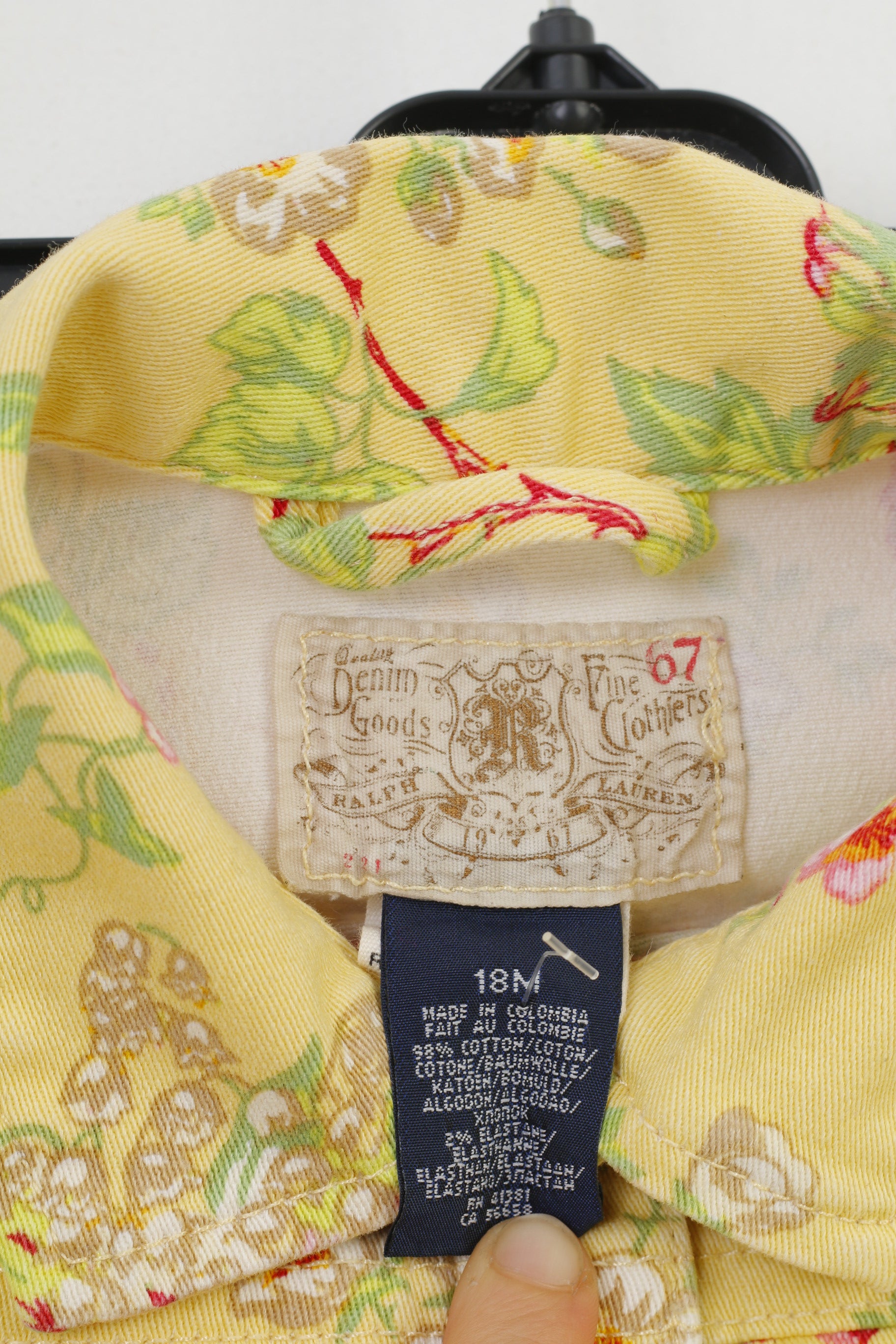 Ralph Lauren Girls 18M Jacket  Cotton Yellow Flower Snap Buttons Top