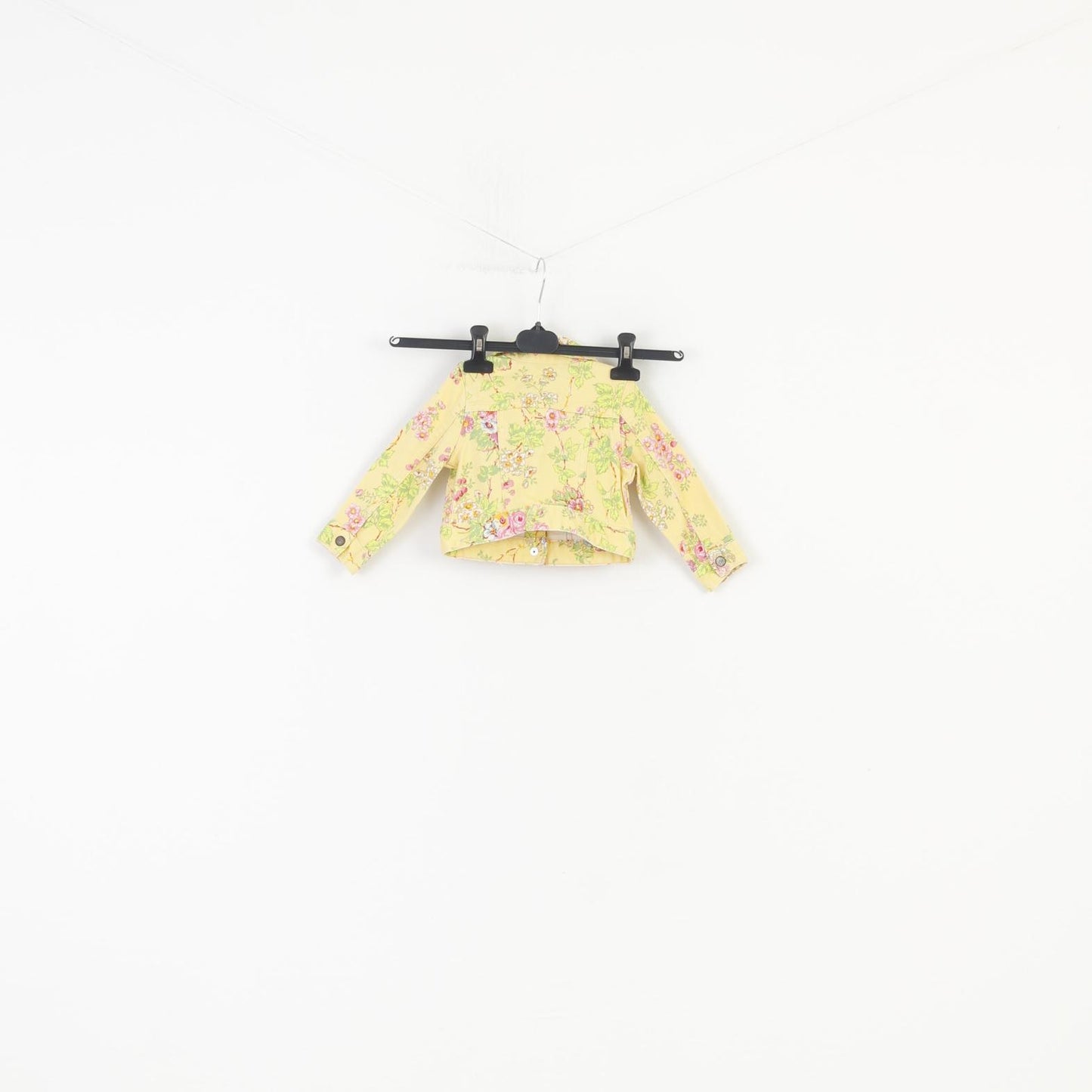 Giacca Ralph Lauren da bambina 18 mesi in cotone con bottoni automatici a fiore giallo