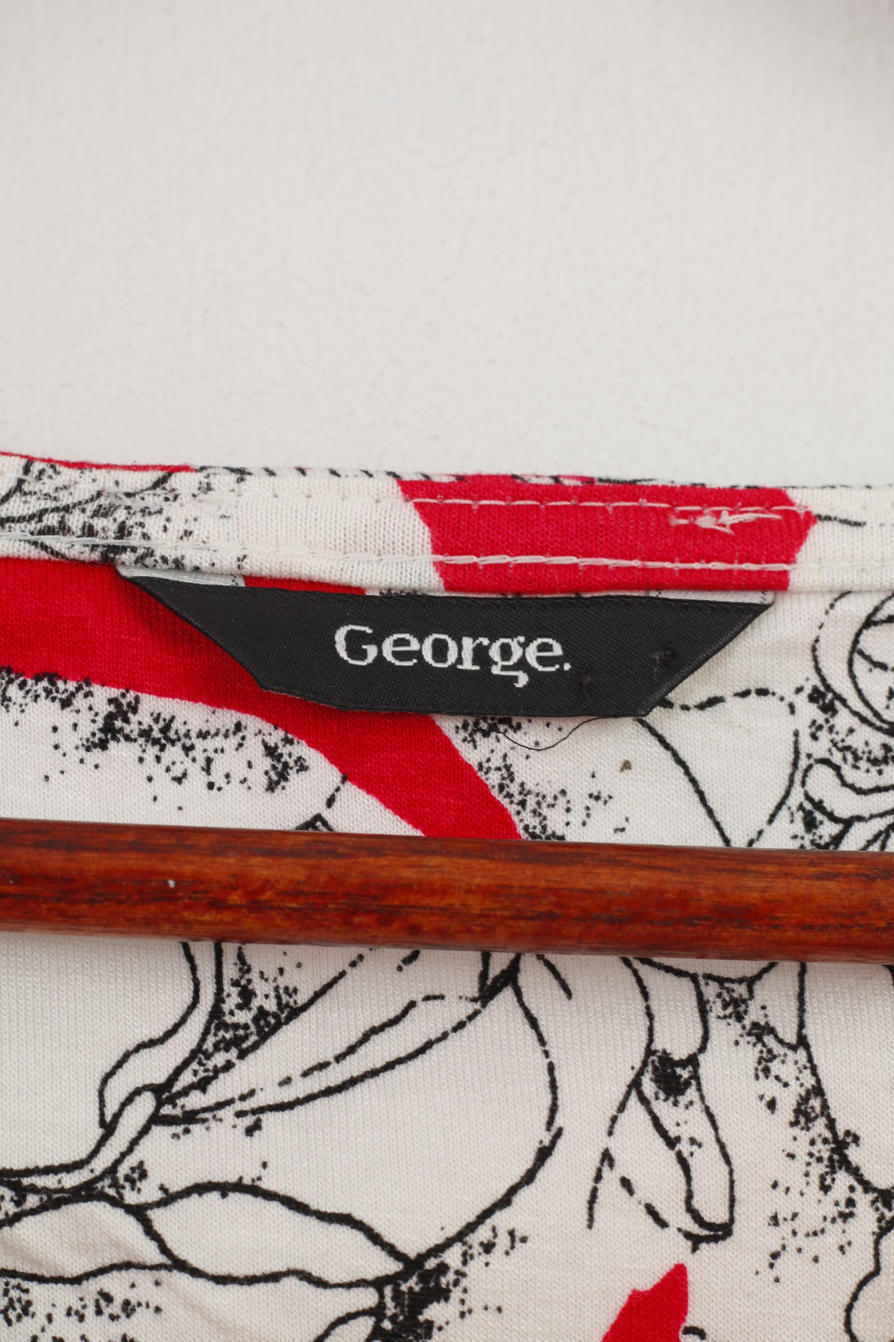 George femmes 16 44 XL chemise viscose fleurs blanches col rond haut