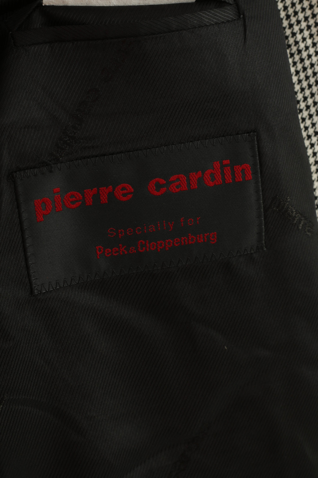 Pierre Cardin Men 102 L Blazer Black White Pattern Checkered Silk Wool Blend Single Breasted Jacket