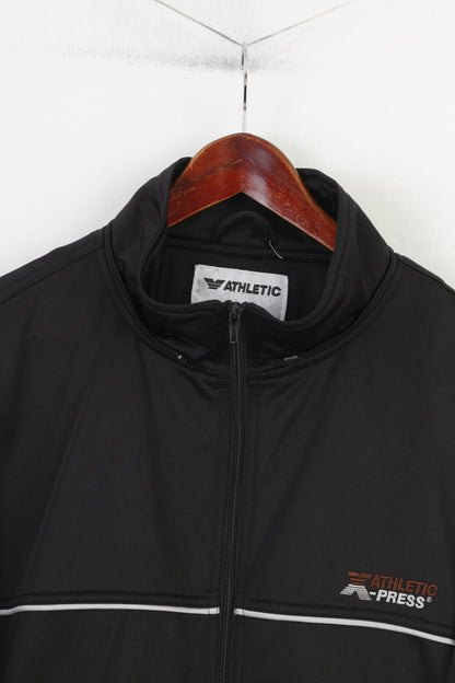 Athletic X-Press Men XL Sweatshirt Shiny Black Zip Up Retro Track Top